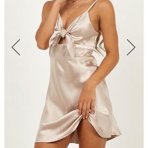 Champagne Satin Dream Lover Dress | Showpo